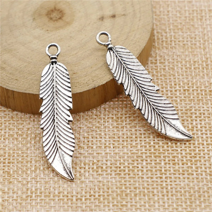 45mm 2.9g Multicolor Zinc Alloy Feather Charm Pendant for DIY Necklace Earring Jewelry Making
