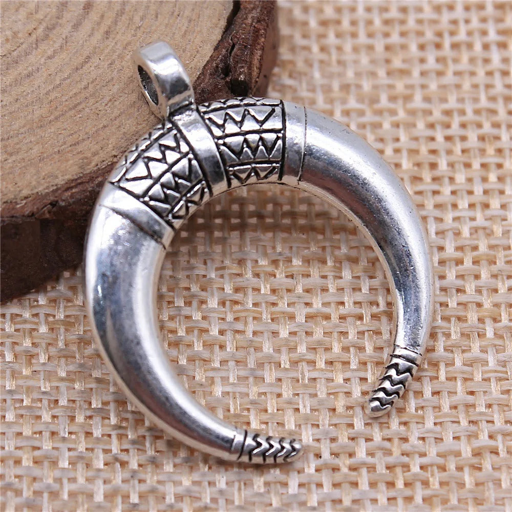 34x27mm 4.7g Multicolor Zinc Alloy Horn Crescent Moon Charm Pendant for DIY Jewelry Making