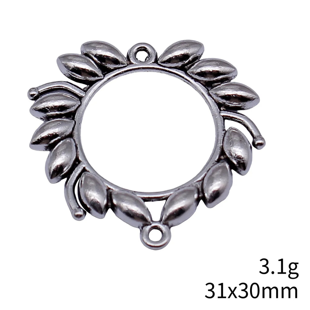 31x30mm 3.1g Antique Silver Tone Zinc Alloy Olive Branch Connector Charm for DIY Jewelry Making
