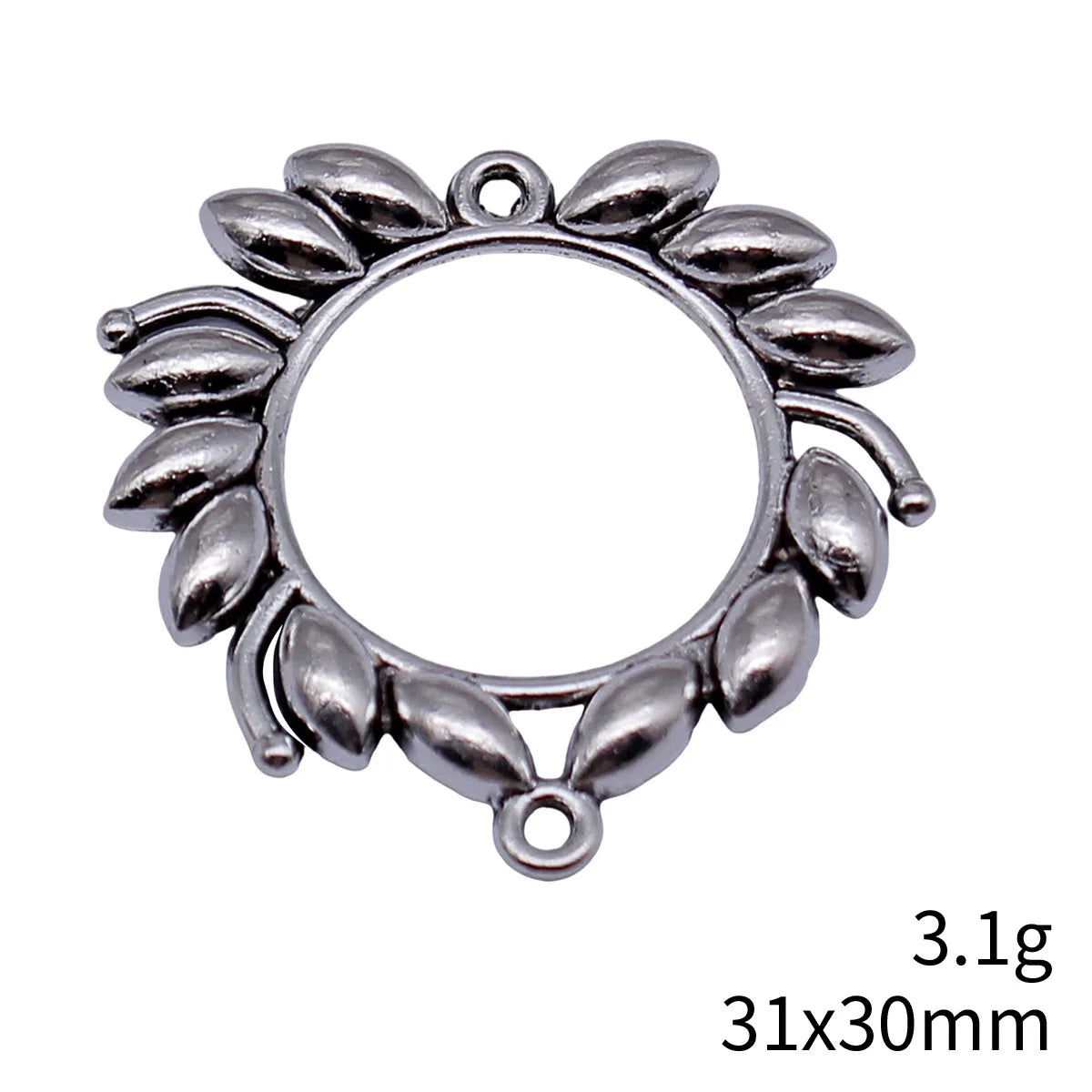 31x30mm 3.1g Antique Silver Tone Zinc Alloy Olive Branch Connector Charm for DIY Jewelry Making