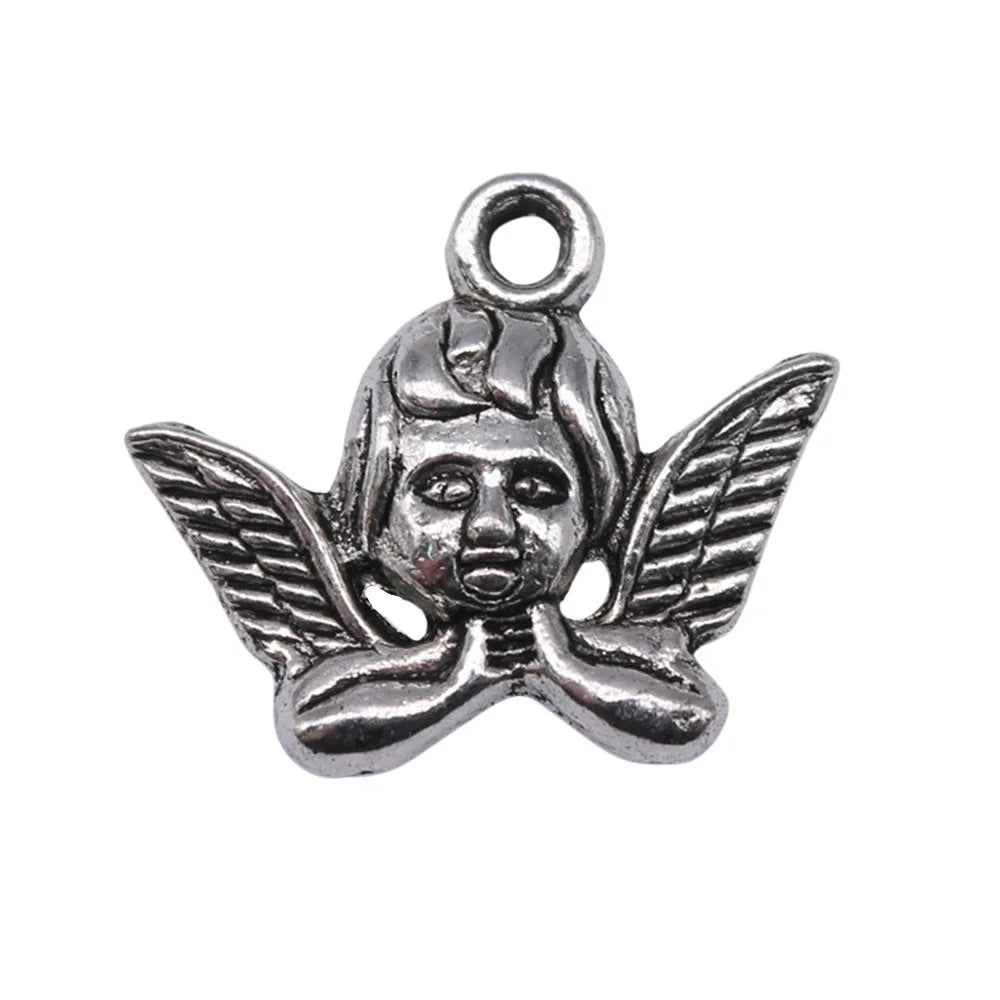19x17mm 1.4g Antique Silver Zinc Alloy Angel Figure Charm Pendant for Handmade DIY Jewelry Making