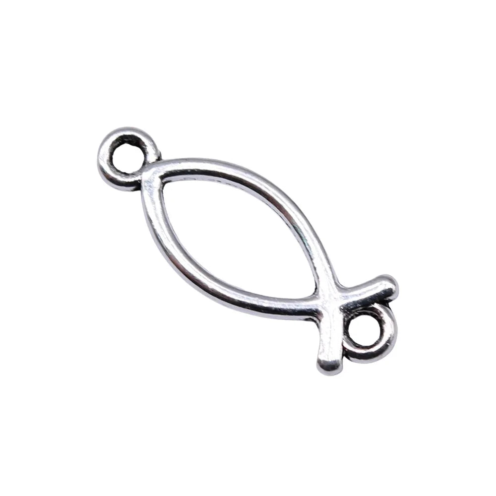 21x8mm 0.55g Antique Silver Zinc Alloy Fish Connector Charm Pendant for Bracelet Jewelry Making
