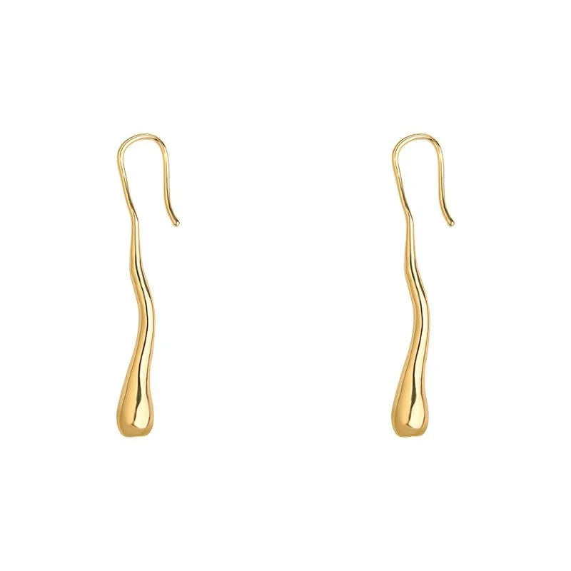 14K Plated Eco Copper Irregular Geometric Long Teardrop Drop Earrings For Women
