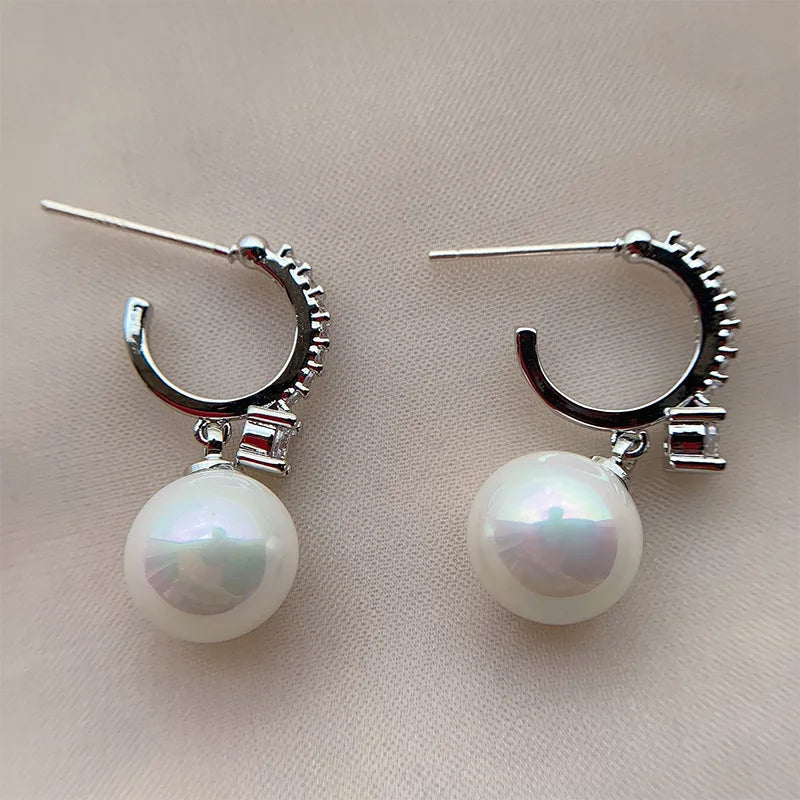 Luxury Gold Alloy Rhinestone Bar Pearl Drop Stud & Clip On No Piercing Small Hoop Earrings