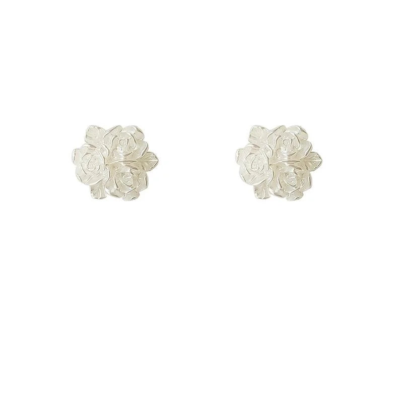 Sweet Resin Rose Flower Stud Earrings Minimalist Spring Summer Jewelry