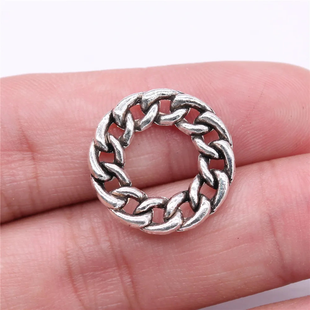 20x20mm 2.2g Antique Silver Zinc Alloy Twisted Ring Charm Pendant for DIY Necklace Bracelet Making