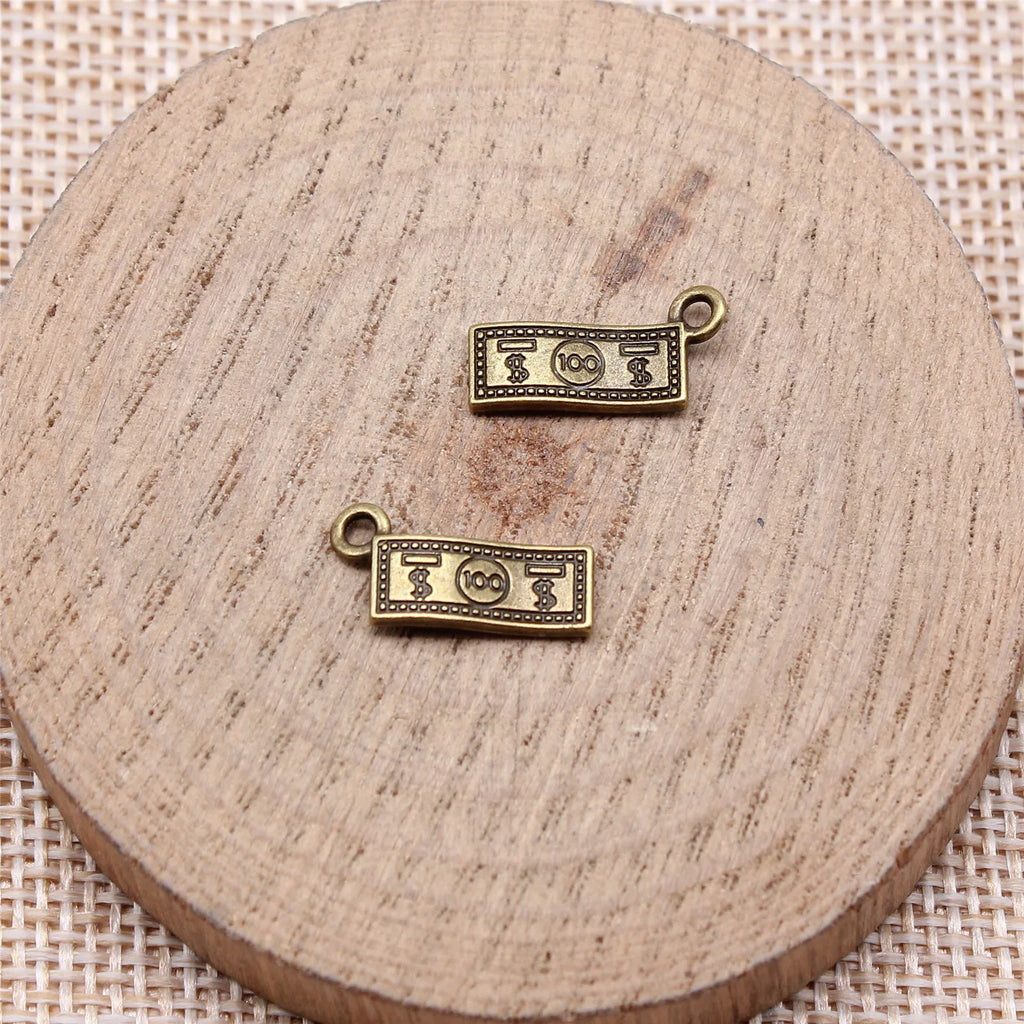 7x15mm 0.68g Multicolor Zinc Alloy Dollar Money Charm Pendant for DIY Necklace Bracelet Making