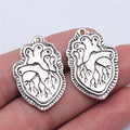 29x20mm 5g Antique Silver Zinc Alloy Heart Charm Pendant for Anatomy Theme DIY Jewelry Making
