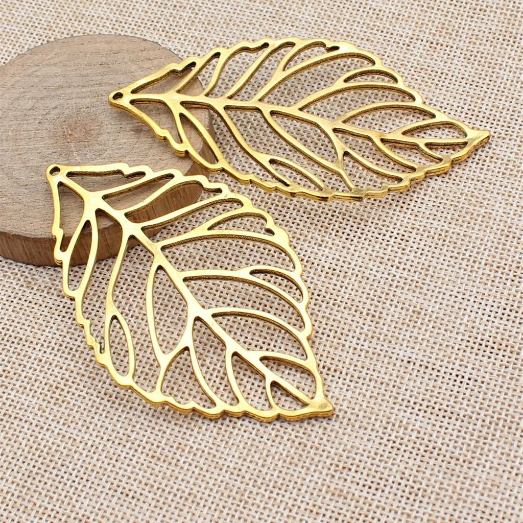 90x50mm 13g Multicolor Zinc Alloy Hollow Big Leaf Charm Pendant for Necklace DIY Jewelry Making