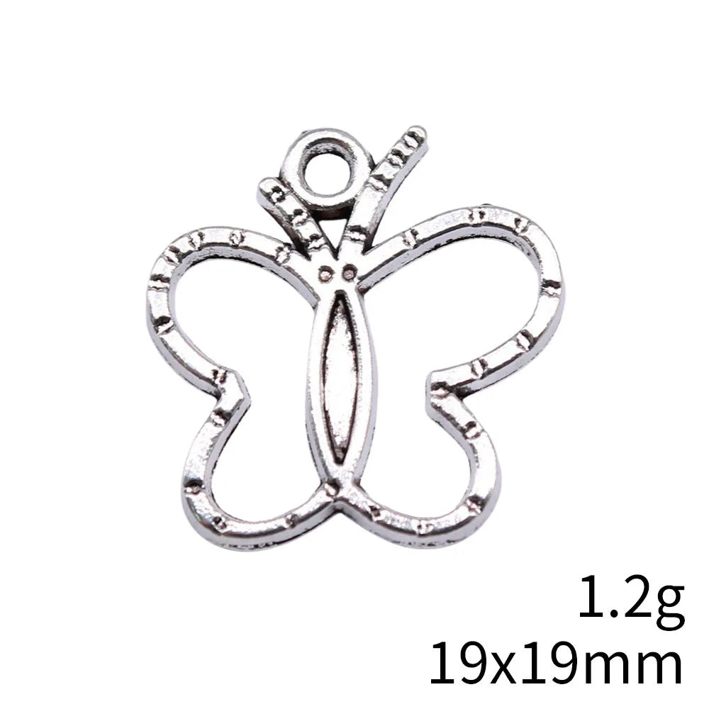 19x19mm 1.2g Antique Silver Zinc Alloy Butterfly Charm Pendant for DIY Necklace Bracelet Jewelry Making