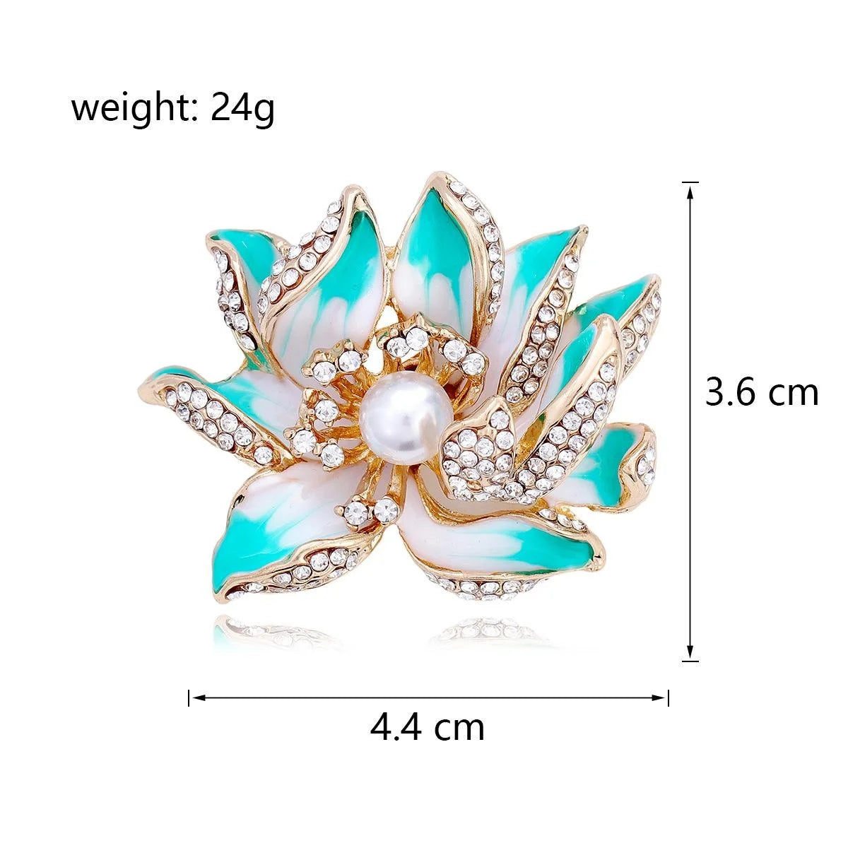 Elegant Enamel Lotus Flower Brooch With Pearl Rhinestones, Chinese Style Lapel Pin Corsage Gift For Qipao