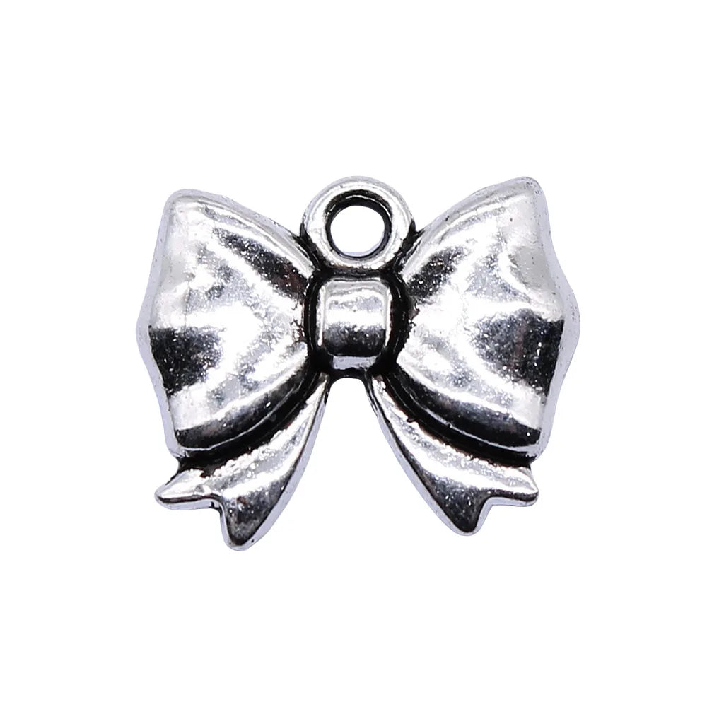 12x15mm 0.8g Antique Silver Zinc Alloy Bowknot Butterfly Charm Pendant for DIY Bracelet Necklace Making