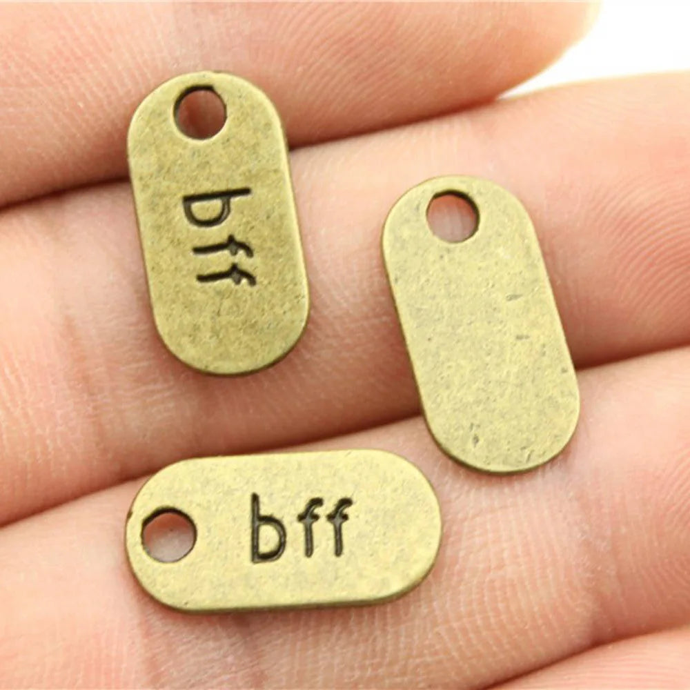 18x9mm 1.1g Zinc Alloy BFF Best Friend Forever Word Letter Charm Pendant for DIY Friendship Jewelry