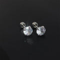 Stainless Steel Zircon Round Geometric Stud Earrings, Style Versatile Cartilage Ear Jewelry