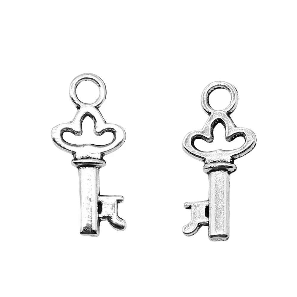 8x16mm 0.3g Multicolor Zinc Alloy Key Charm Pendant for DIY Necklace Bracelet Jewelry Making