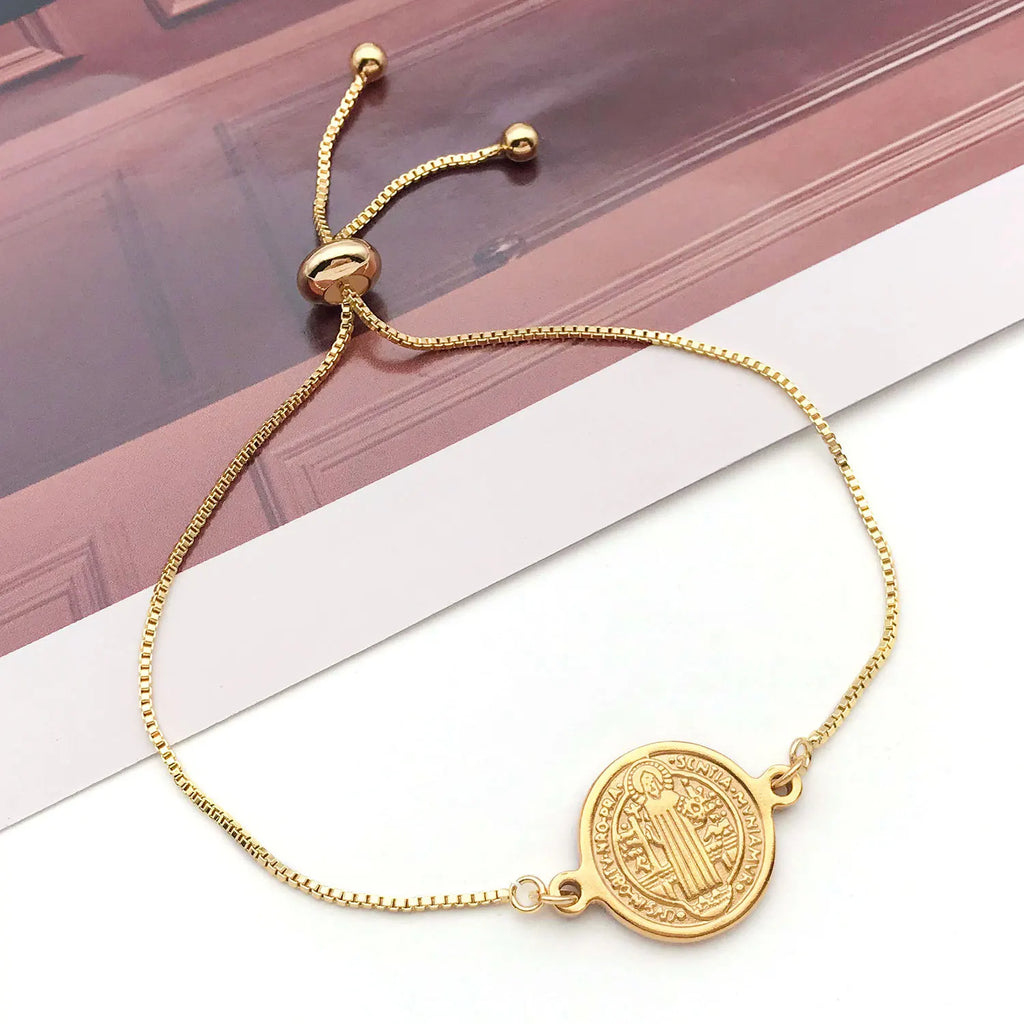 Gold Stainless Steel Round Cross Connector Charm Pendant for DIY Necklace Jewelry Making