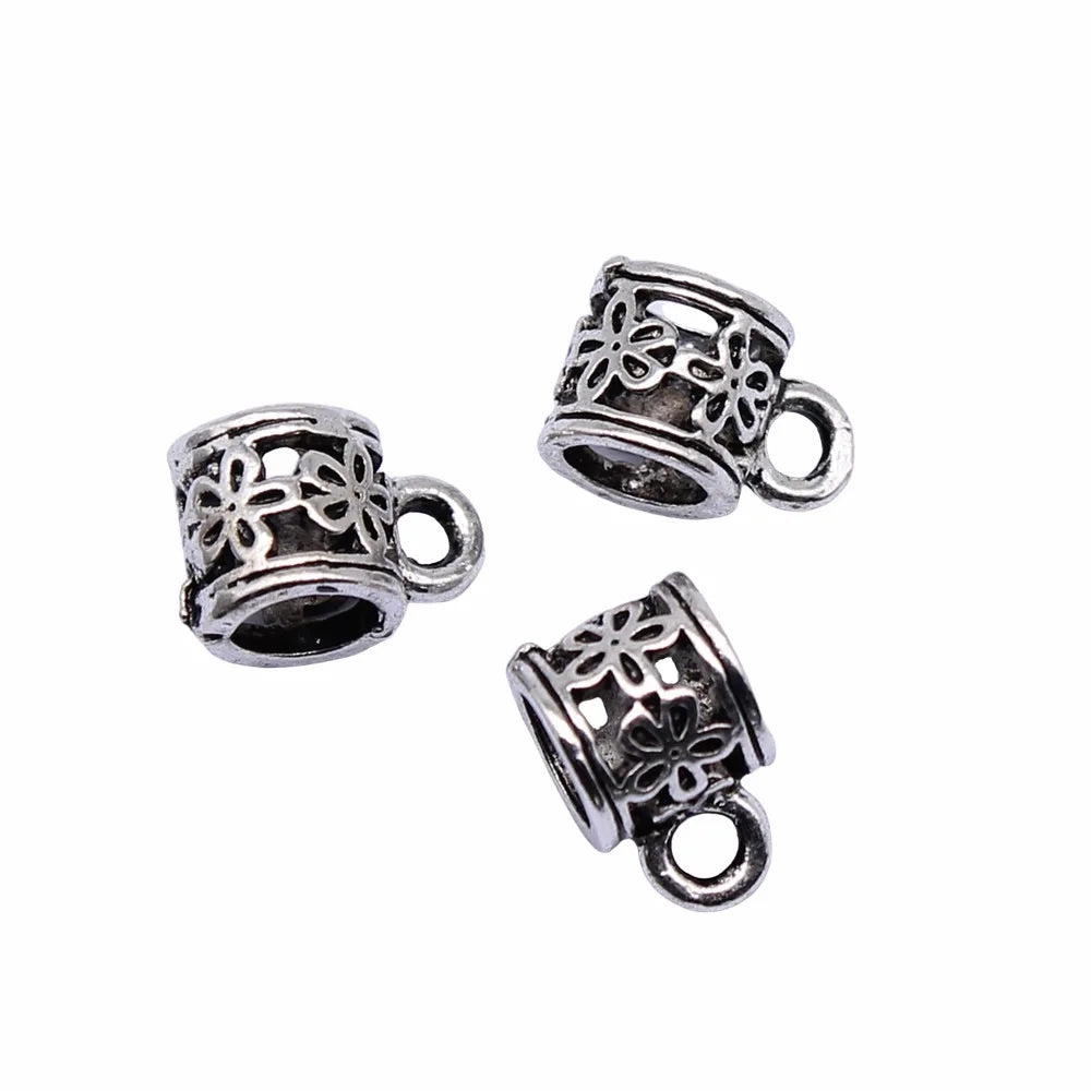 7x7mm 0.8g Antique Silver Zinc Alloy Pendant Bails Connector Charms for DIY Necklace Bracelet Making