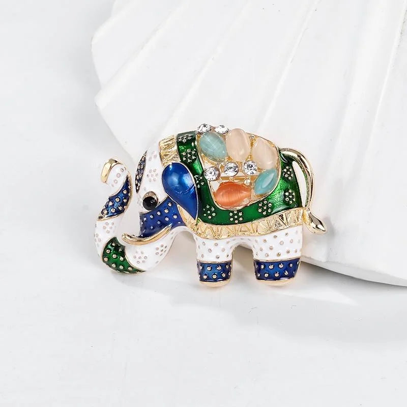 Luxury Rhinestone Enamel Circus Elephant Brooch Pin, Exotic Alloy Lapel Pin Corsage Suit Accessory Gift