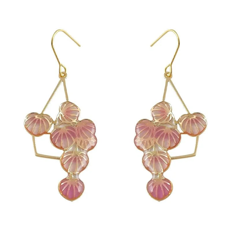 Sweet Grape Enamel Drop Earrings Eco-Friendly Copper Handmade Light Luxury Jewelry