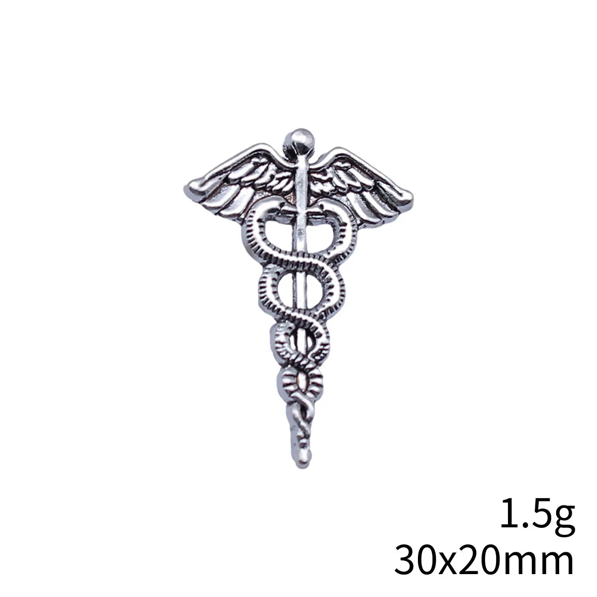 30x20mm 1.5g Antique Silver Zinc Alloy Medical Caduceus Charm Pendant for DIY Necklace Jewelry