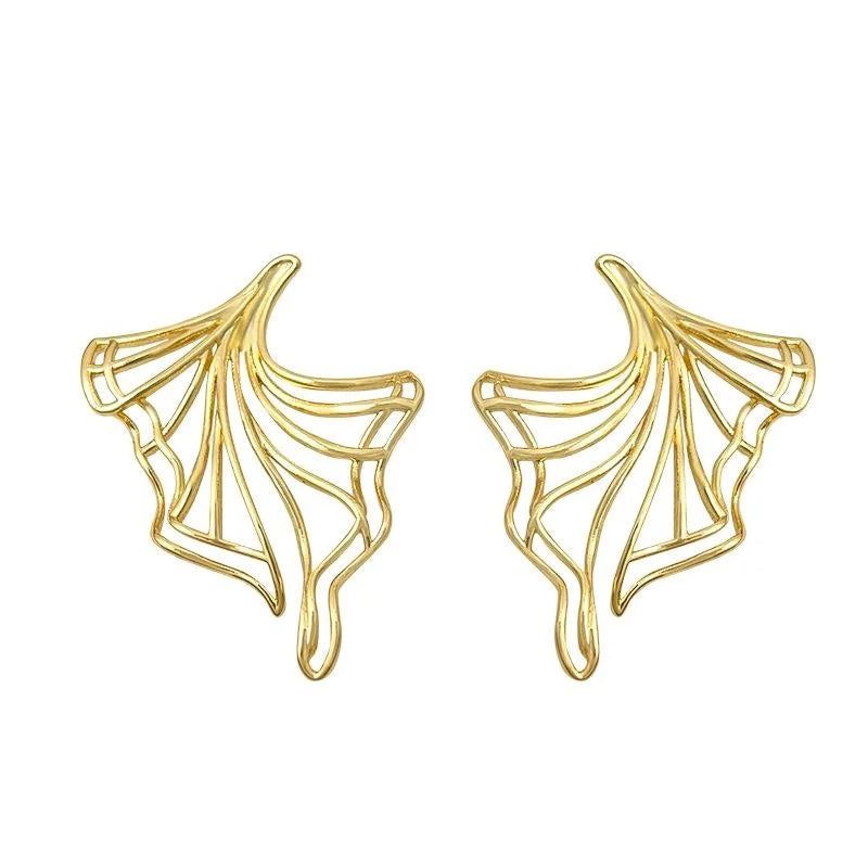 Original Design Thick 18K Gold Plated Copper Geometric Line Art Drop Earrings For Women