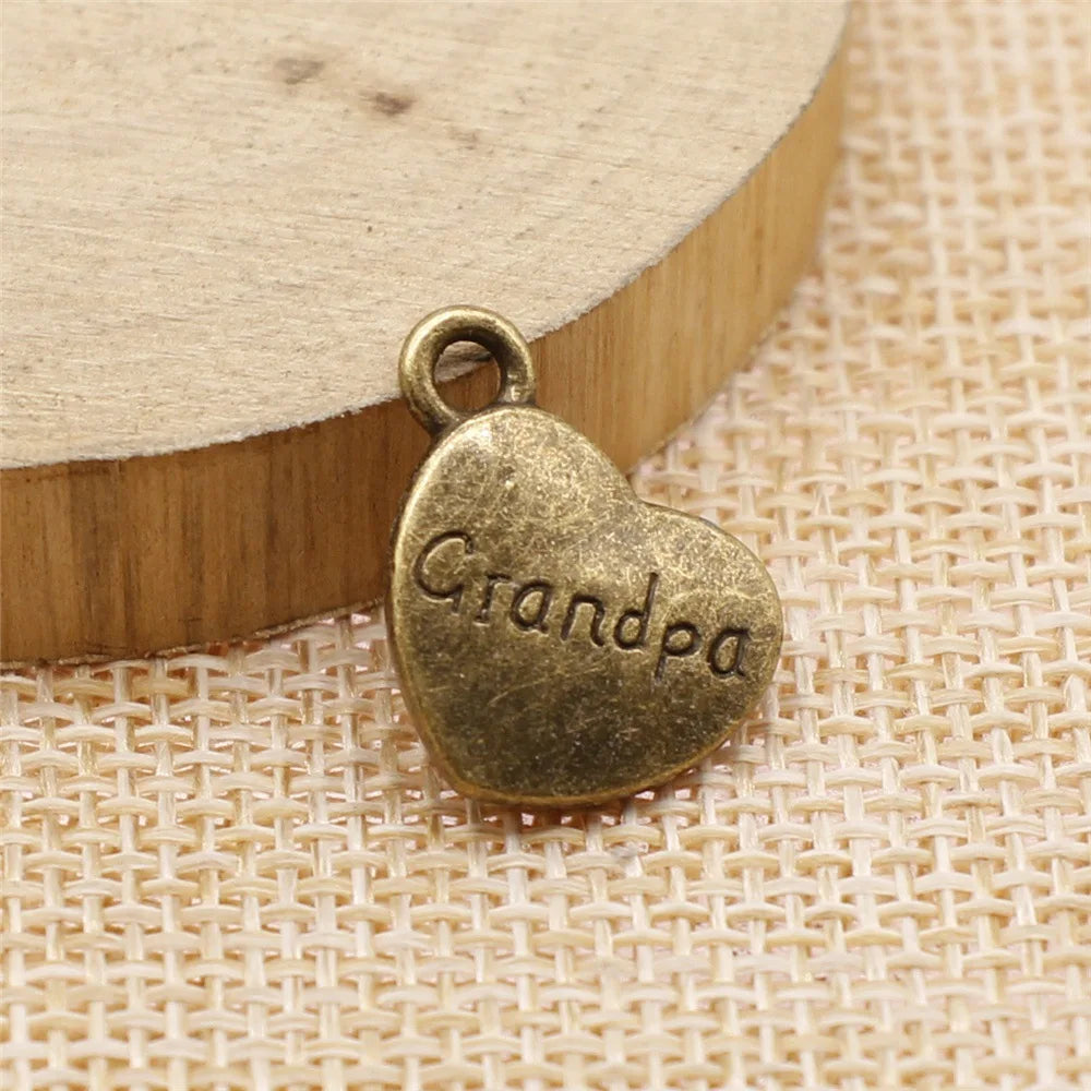15x18mm 2.8g Multicolor Zinc Alloy Grandpa Heart Charm Pendant for DIY Necklace Bracelet Making
