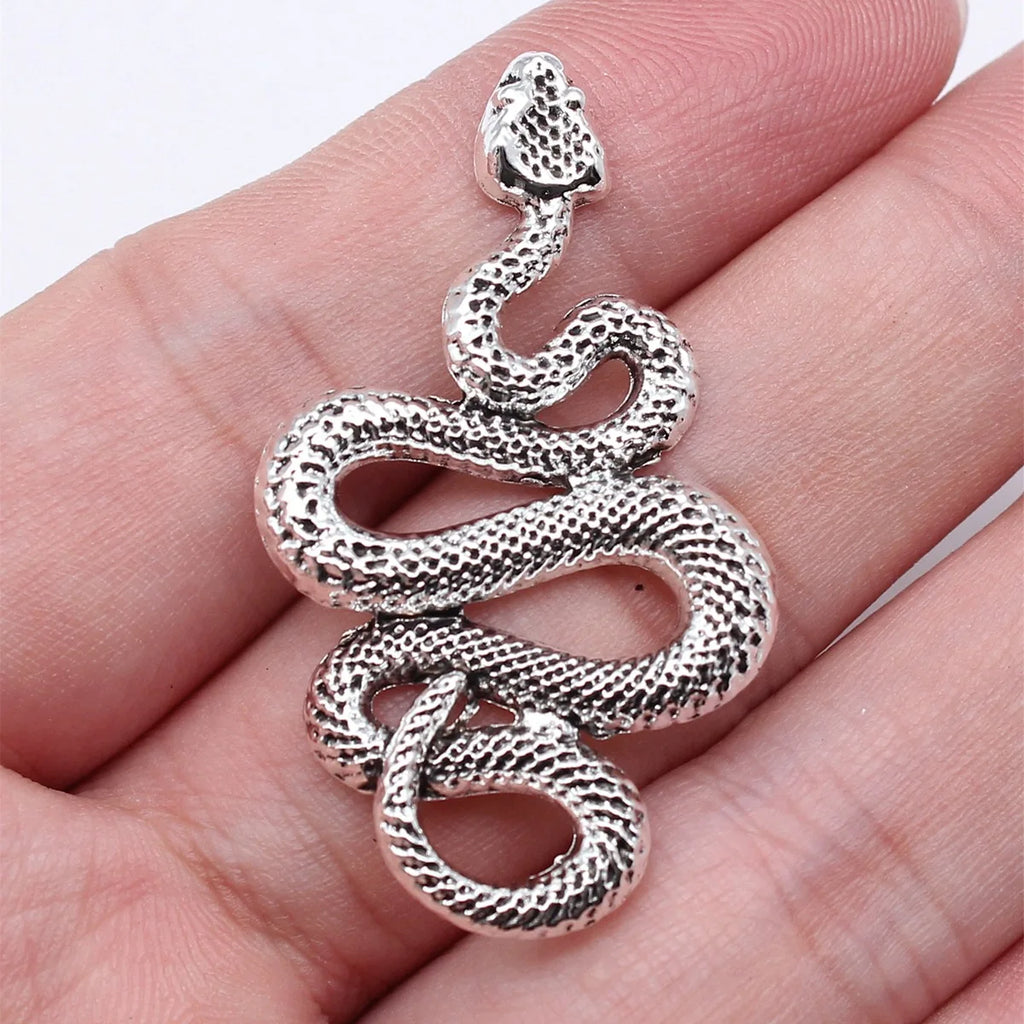 43x25mm 4.8g Antique Silver Zinc Alloy Snake Charm Pendant for DIY Necklace Bracelet Jewelry Making