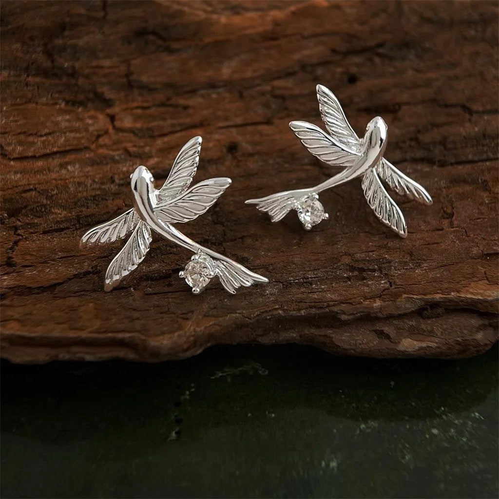 Flying Fish Carp Micro Pave Zircon Copper Stud Earrings Fashion Luxury Style
