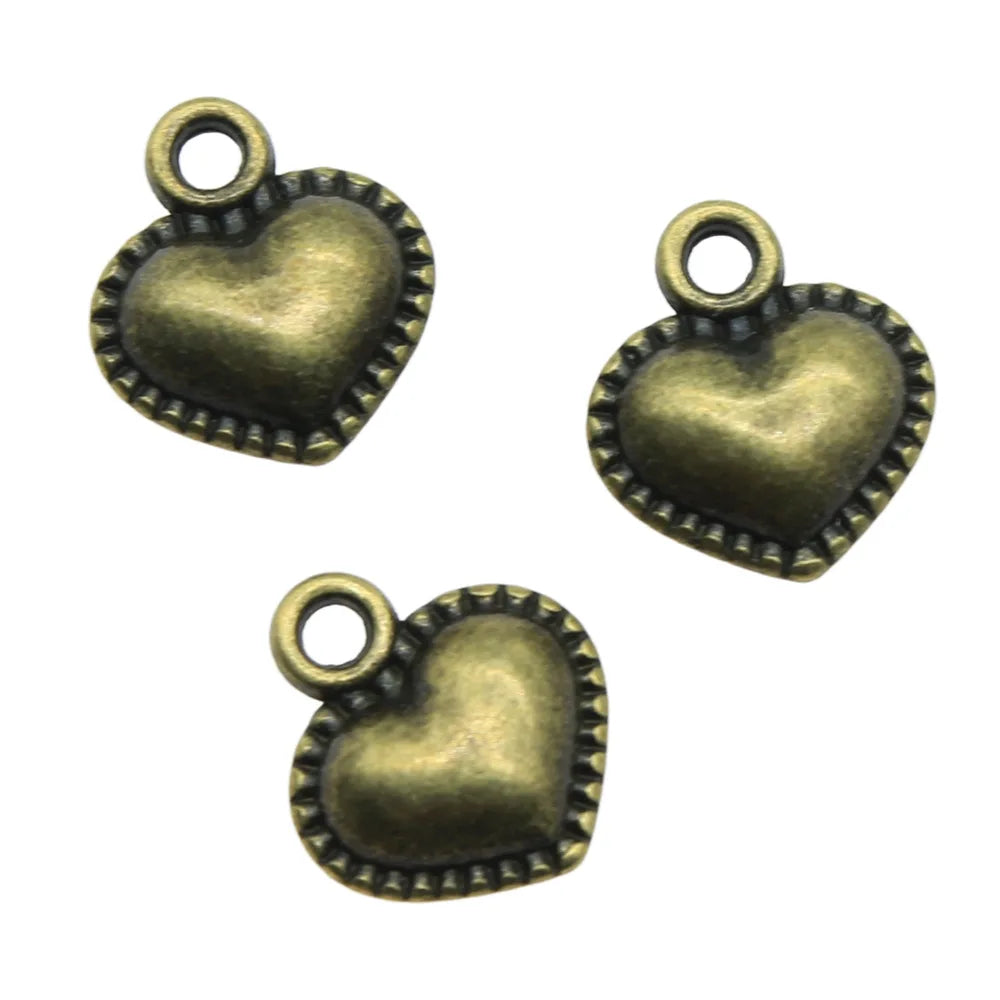 13x11mm 1.5g Multicolor Zinc Alloy Heart Charm Pendant for DIY Handmade Bracelet Necklace Making