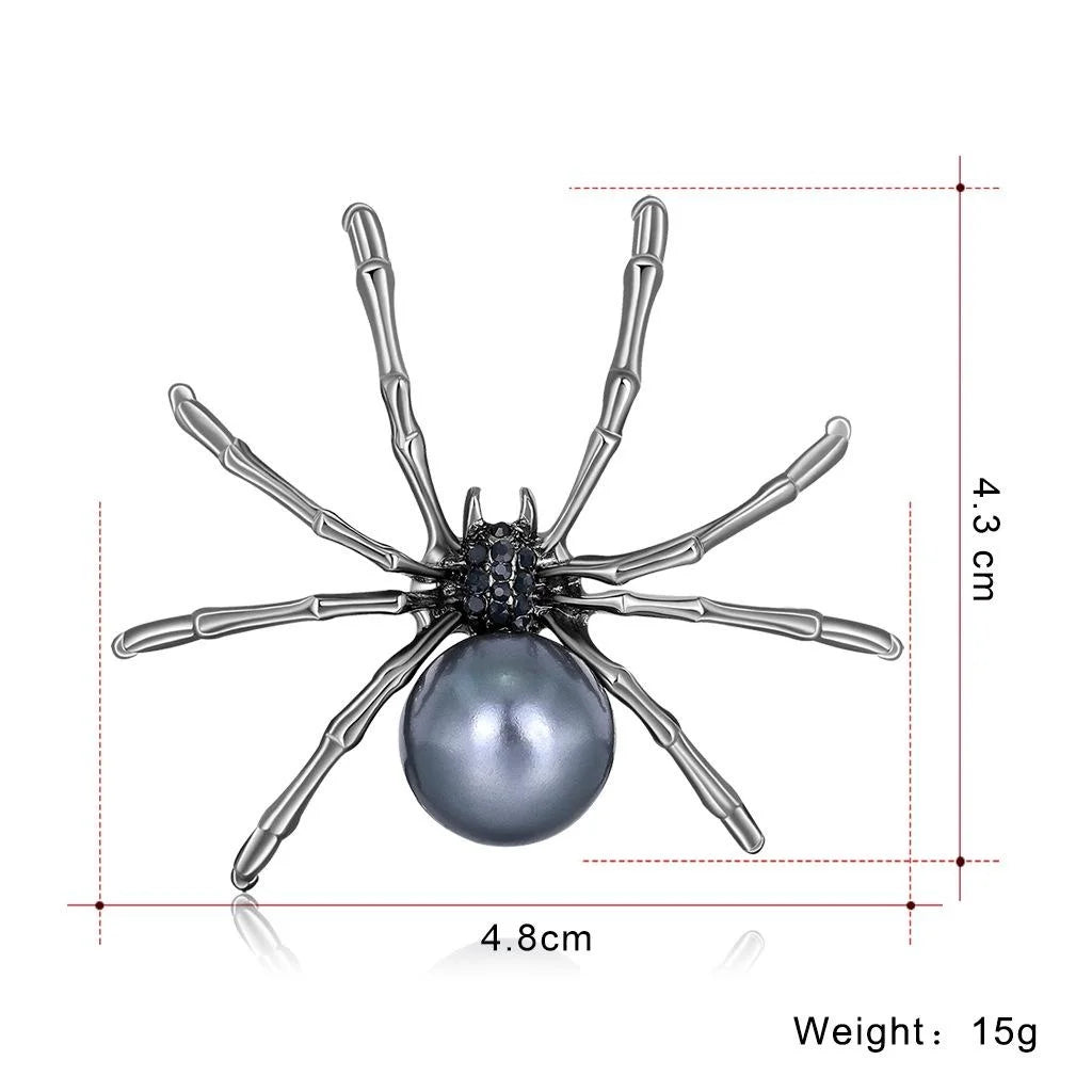 Luxury Rhinestone Spider Brooch With Mother Of Pearl Body, Elegant Women's Lapel Pin Corsage Gift