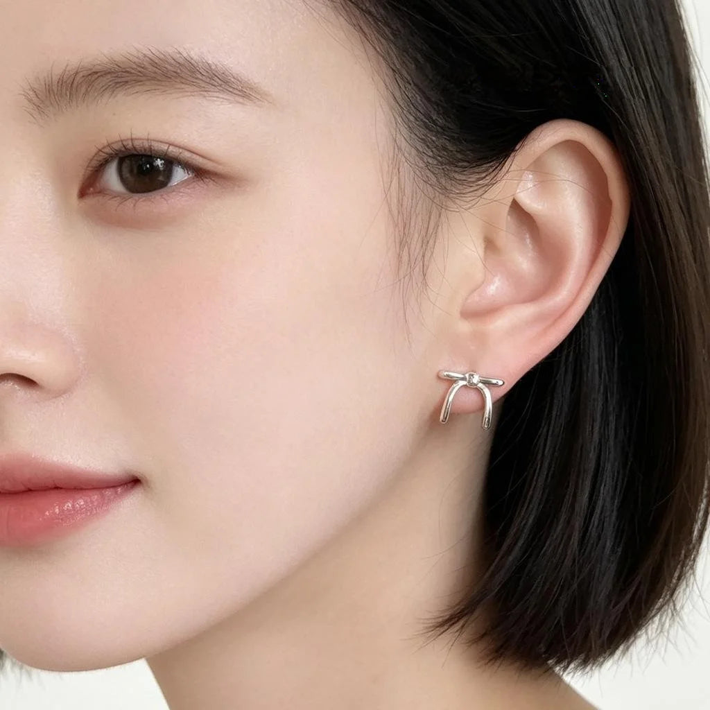 Eco-Friendly Copper Bow Knot Stud Earrings Minimalist Ballet Style Versatile Daily Jewelry