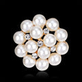 Elegant Mini Pearl Cluster Rhinestone Flower Brooch For Women, Lapel Pin Corsage Suit Accessory Gift
