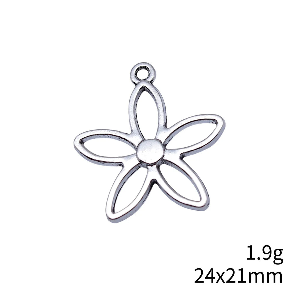 24x21mm 1.9g Antique Silver Zinc Alloy Flower Charm Pendant for DIY Necklace Bracelet Jewelry Making
