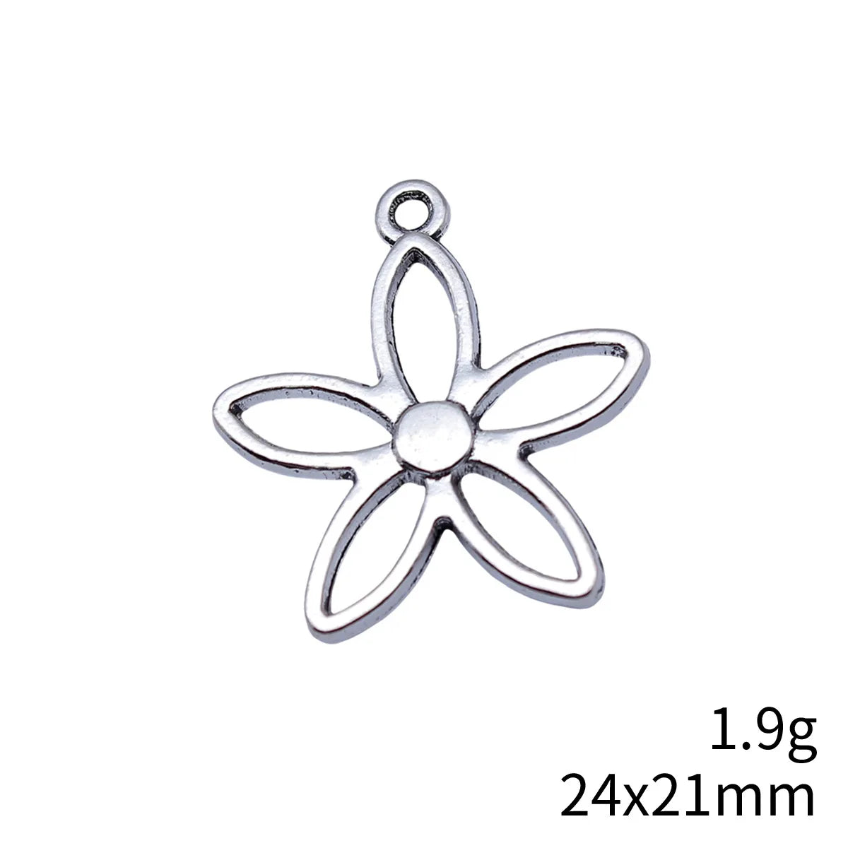 24x21mm 1.9g Antique Silver Zinc Alloy Flower Charm Pendant for DIY Necklace Bracelet Jewelry Making