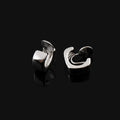 Elegant Silver Alloy Square Hoop With Spiral Disc Stud & Clip On No Piercing Minimalist Wide Huggie Earrings