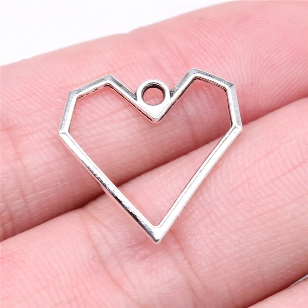 20x20mm 0.47g Multicolor Zinc Alloy Hollow Geometric Heart Charm Pendant for DIY Jewelry Making