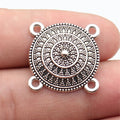 22x22mm 2.4g Antique Silver Zinc Alloy Four-Hole Round Connector Charm for DIY Body Chain Jewelry