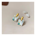 Light Luxury Shell Geometric Square 14K Gold Plated Stud Earrings