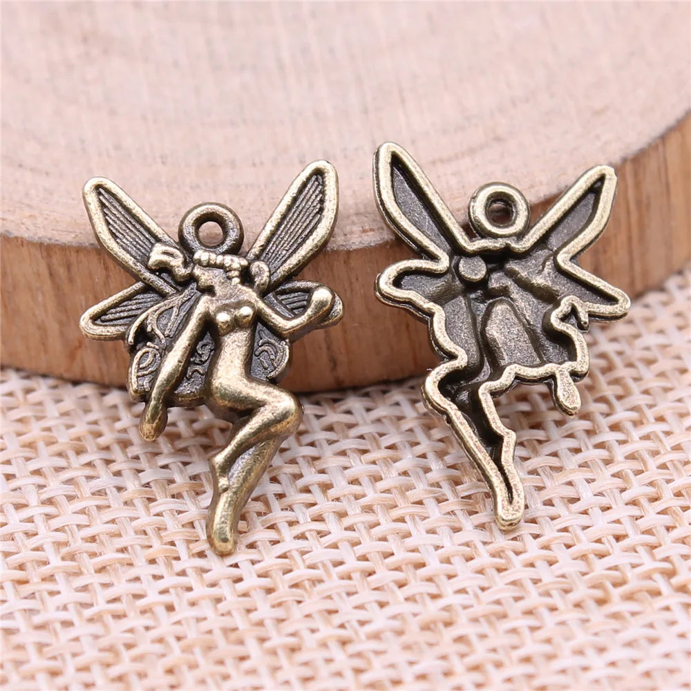 15x21mm 1g Multicolor Zinc Alloy Angel Figure Charm Pendant for DIY Necklace Bracelet Making