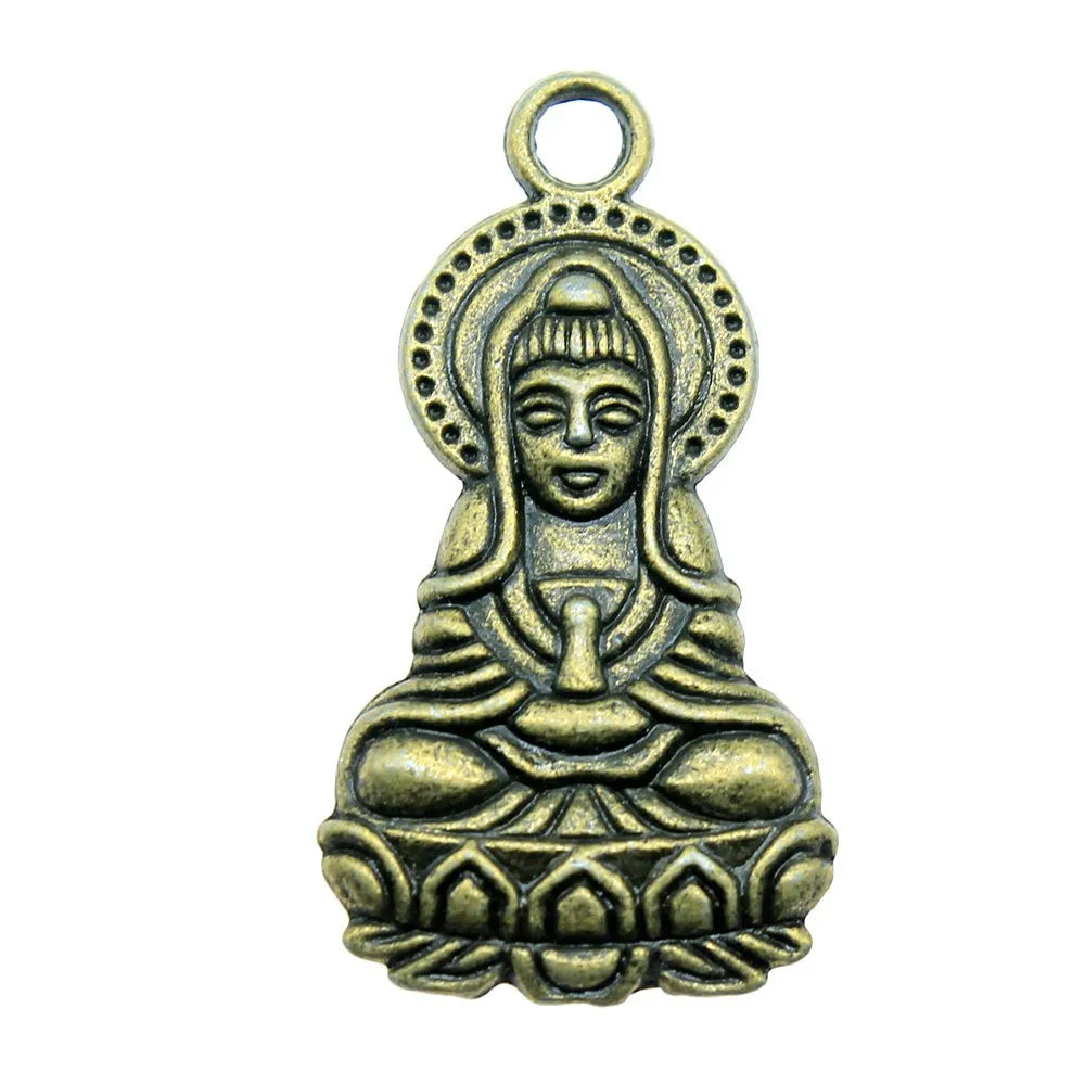 34x18mm 6g Multicolor Zinc Alloy Guanyin Charm Pendant for DIY Clothing Accessory Jewelry Making