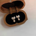 14K Gold Plated Copper Micro Pave Zircon Bowknot Water Drop Stud Earrings For Women