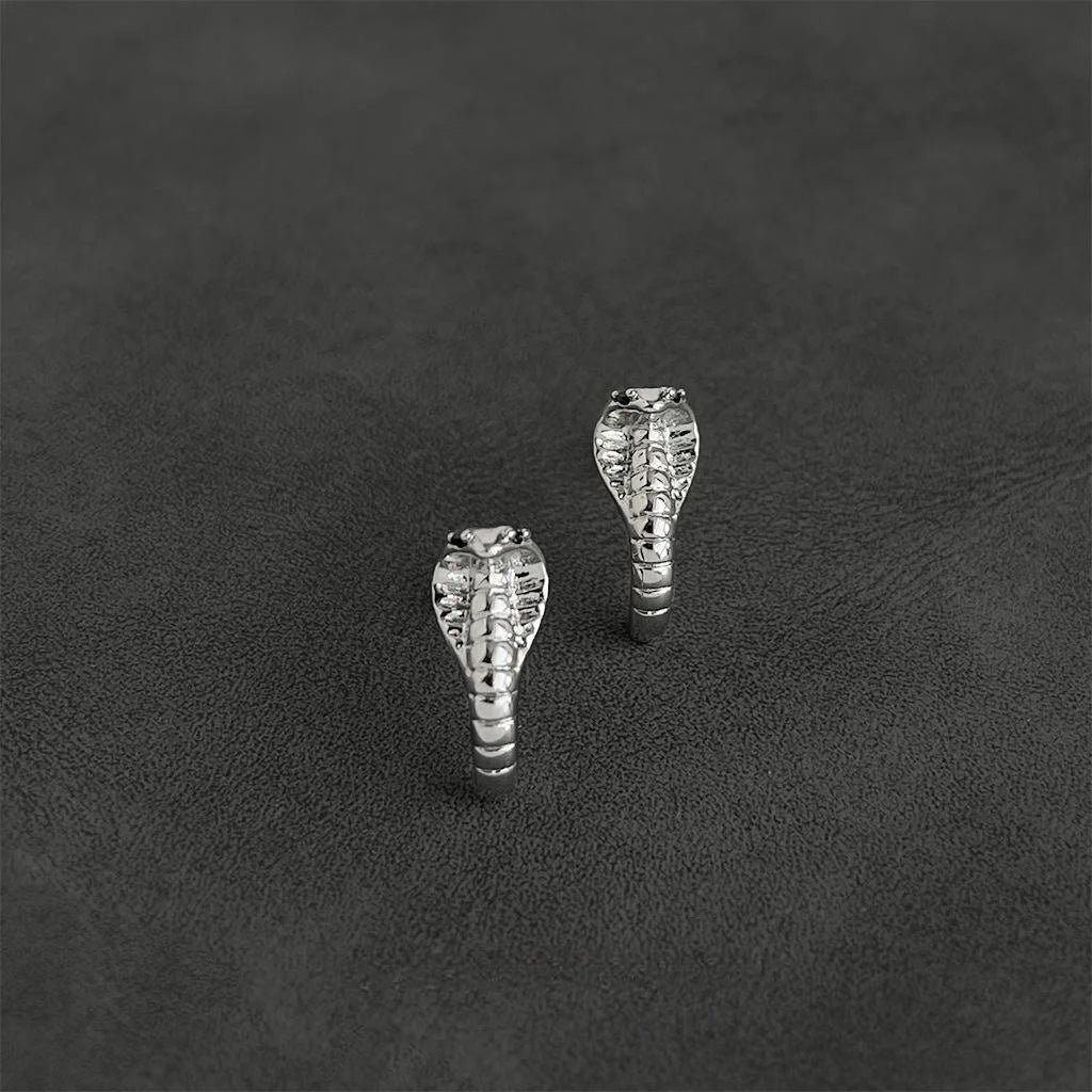 Minimalist Copper Cobra Snake Stud Earrings, Niche Designer Animal Jewelry