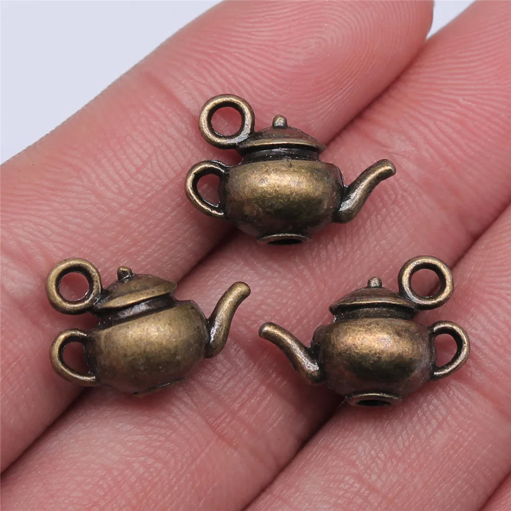 18x13x10mm 3.4g Multicolor Zinc Alloy 3D Teapot Charm Pendant for DIY Bracelet Necklace Making