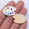 28x23mm 2.5g KC Gold Zinc Alloy Paint Palette Charm Pendant for DIY Artist Theme Jewelry Making