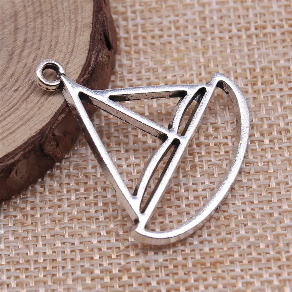 34x30mm 2.8g Antique Silver Tone Zinc Alloy Boat Frame Charm Pendant for Nautical DIY Jewelry Making