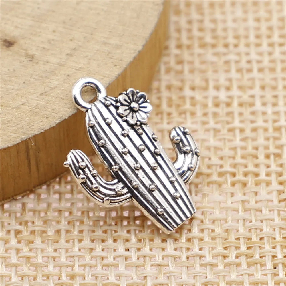 20x14mm 1.66g Multicolor Zinc Alloy Cactus Charm Pendant for Bracelet Necklace DIY Jewelry Making