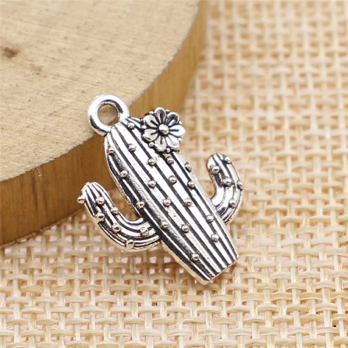 20x14mm 1.66g Multicolor Zinc Alloy Cactus Charm Pendant for Bracelet Necklace DIY Jewelry Making