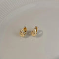 Light Luxury Textured Geometric Copper Drop Earrings, Electroplated Round Hoop Design