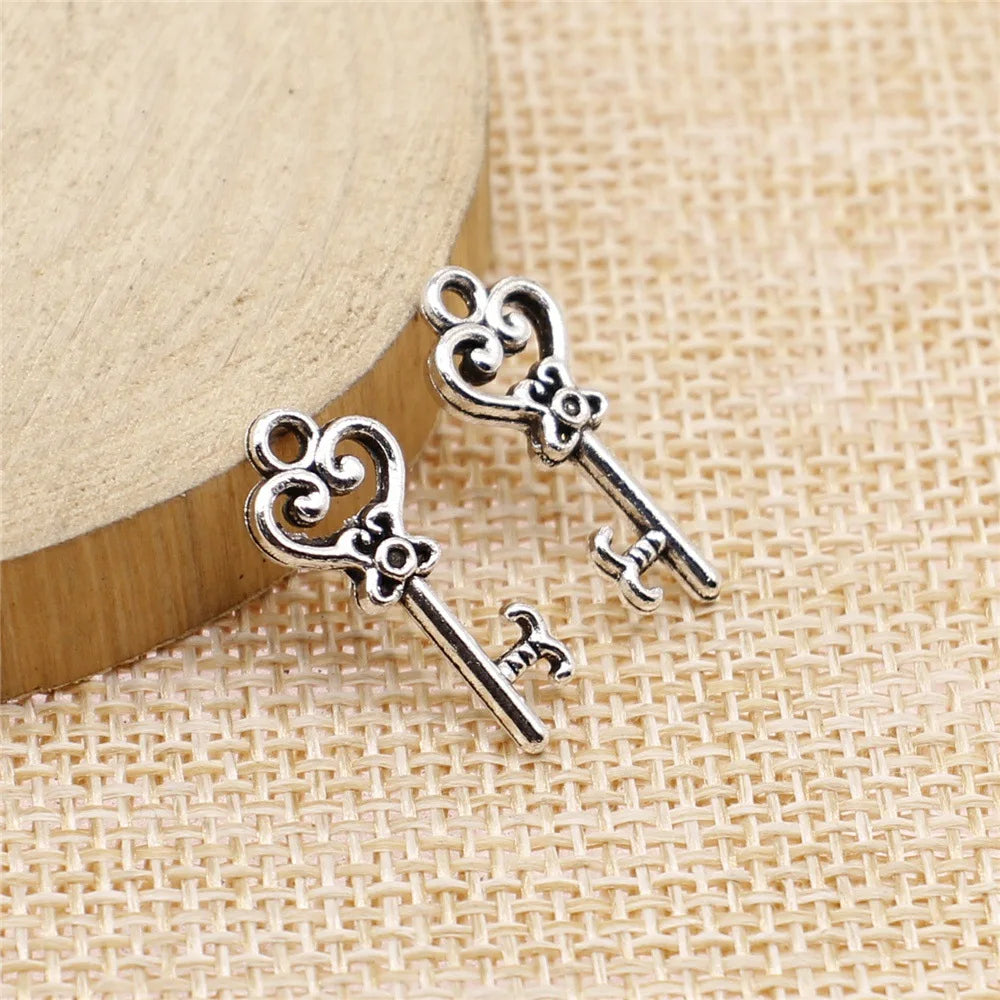 21x8mm 0.8g Multicolor Zinc Alloy Small Key Charm Pendant for DIY Bracelet Necklace Making