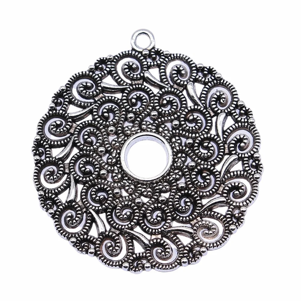 49x49mm 11g Multicolor Zinc Alloy Geometric Round Ring Earring Charms Pendants for DIY Jewelry Making